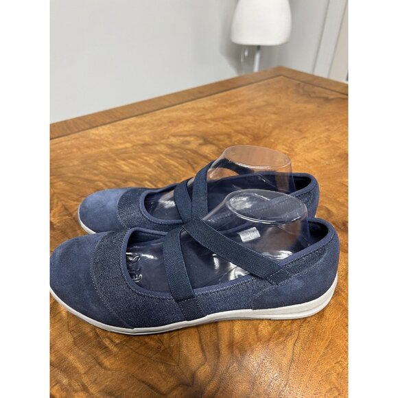 Lands End Woman’s 11 D Navy Blue Suede Mary Jane Slip On Walking Comfort Shoes - Picture 3 of 9